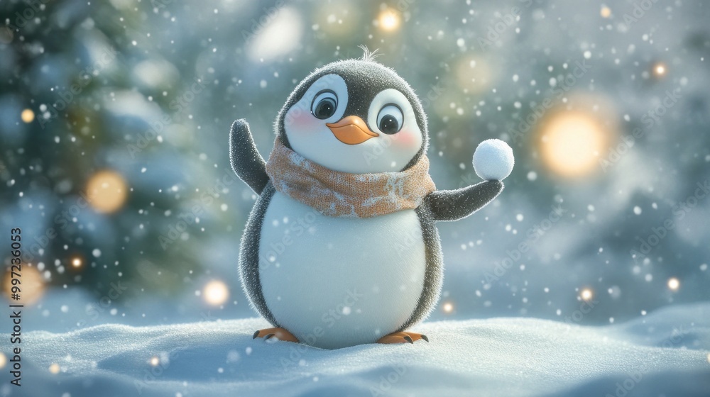 Cute little penguin in the snow Cute little penguin in the snow
