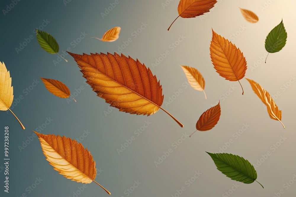 Obraz premium Dynamic Motion of Isolated Leaves on Clean Backgrounds 3D Render