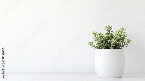 Potted plant on a minimalist shelf.