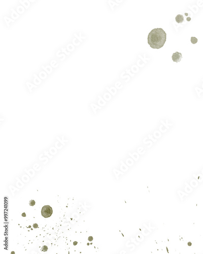 Watercolor abstract round green splashes on white background - Creative texture 