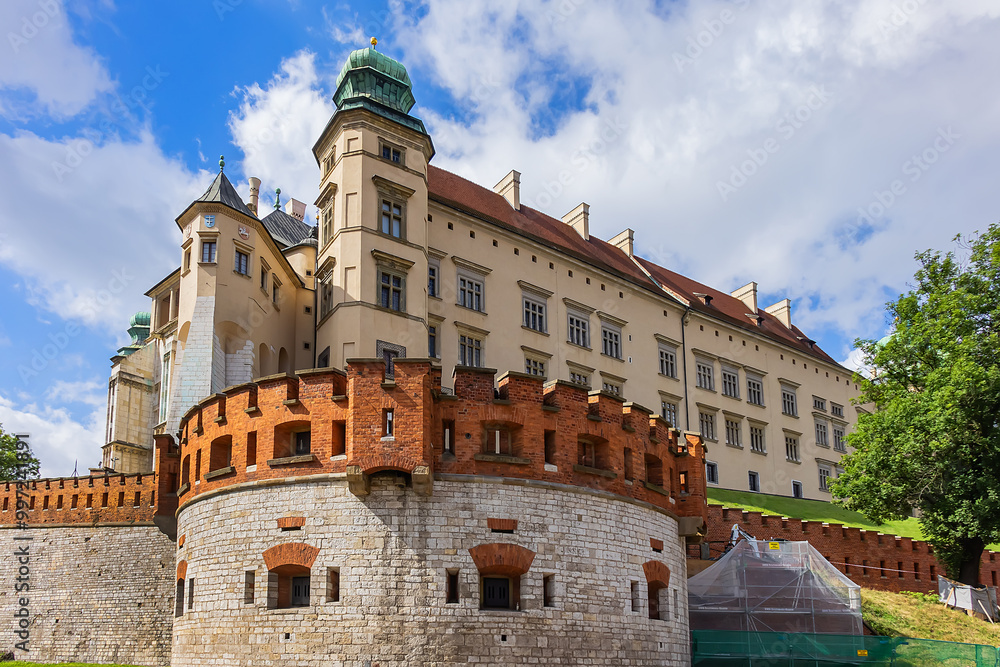 Fototapeta premium The Wawel Royal Castle and the Wawel Hill on which it is located are the most important landmarks of Krakow. Poland.