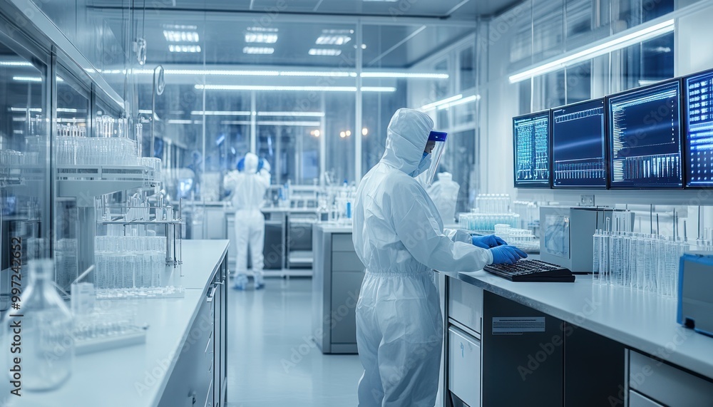Nuclear research laboratory with scientists working on developing new energy sources. High quality Nuclear research laboratory with scientists working on developing new energy sources. High quality
