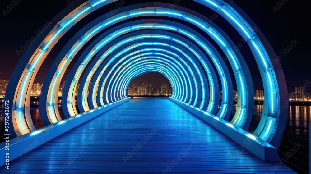 Illuminated Pathway Through a Futuristic Arch Illuminated Pathway Through a Futuristic Arch