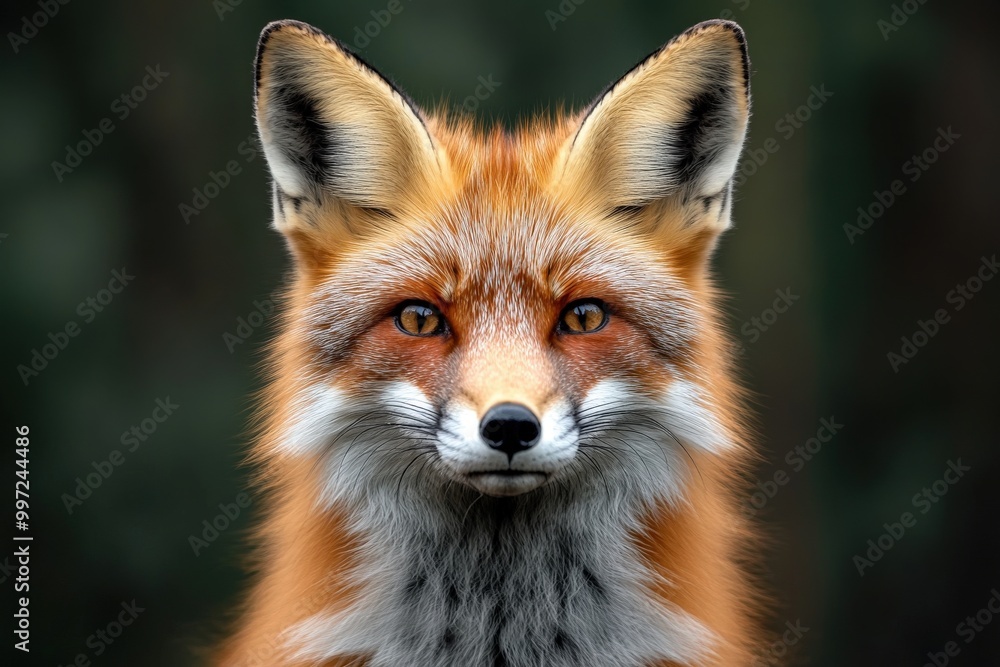 Fototapeta premium Close Up of a Red Fox with Striking Orange Fur and Piercing Eyes