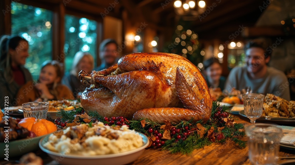 Family Gathering Around Festive Dinner Table Family Gathering Around Festive Dinner Table