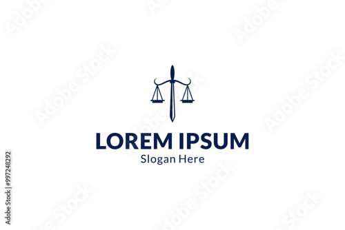 law firm logo with sword combination in flat vector design style