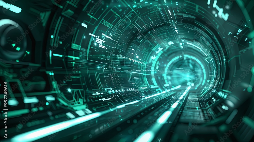 Futuristic digital interface featuring circular patterns, glowing elements, and intricate data displays, representing advanced technology and cybersecurity themes. Futuristic digital interface featuring circular patterns, glowing elements, and intricate data displays, representing advanced technology and cybersecurity themes.