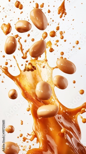 Wallpaper Mural Deliciously Inviting Caramel Peanuts Splashing Against a Bright Backdrop for a Sweet Treat Experience Torontodigital.ca