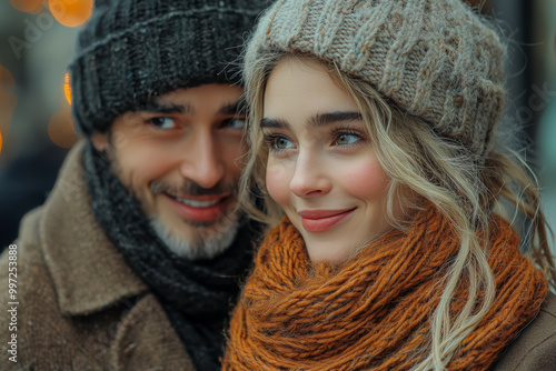 A woman knitting a scarf and handing it to a friend as a thoughtful gift, both smiling with appreciation.