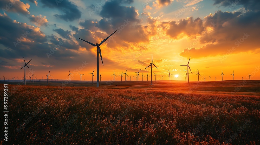 Golden Hour Wind Farm: Sustainable Energy Landscape Golden Hour Wind Farm: Sustainable Energy Landscape