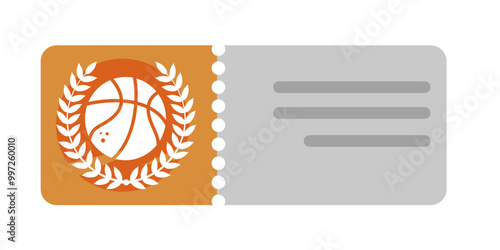 ticket for basketball match, basketball championship - emblem, vector illustration