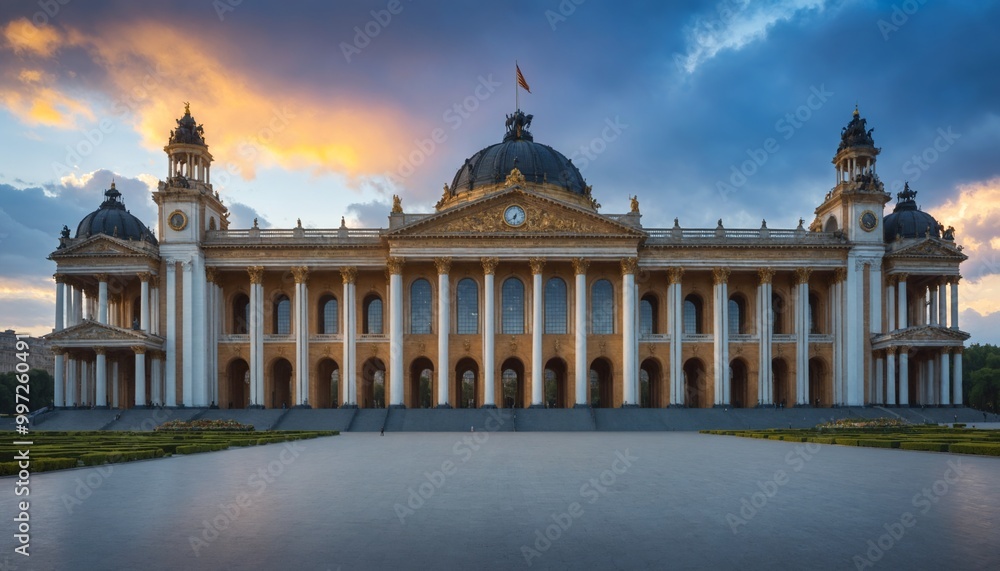 Naklejka premium Golden Dome Building at Sunset