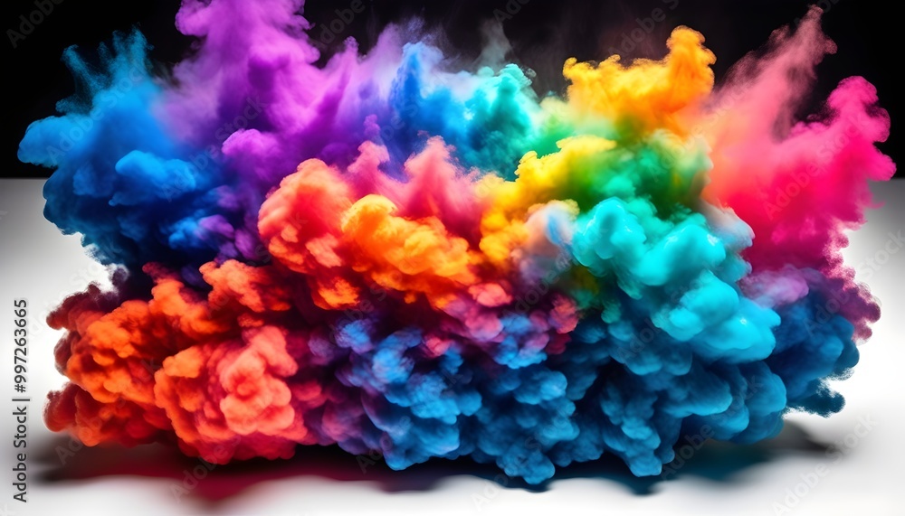 Fototapeta premium abstract rainbow smoke cloud with dynamic movement on white