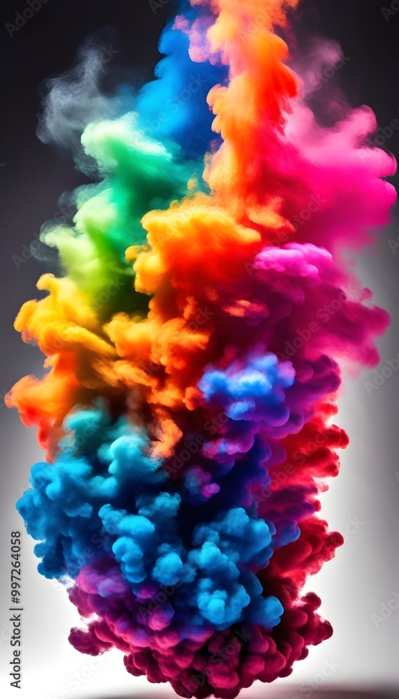 dynamic rainbow-colored smoke cloud floating on white dynamic rainbow-colored smoke cloud floating on white