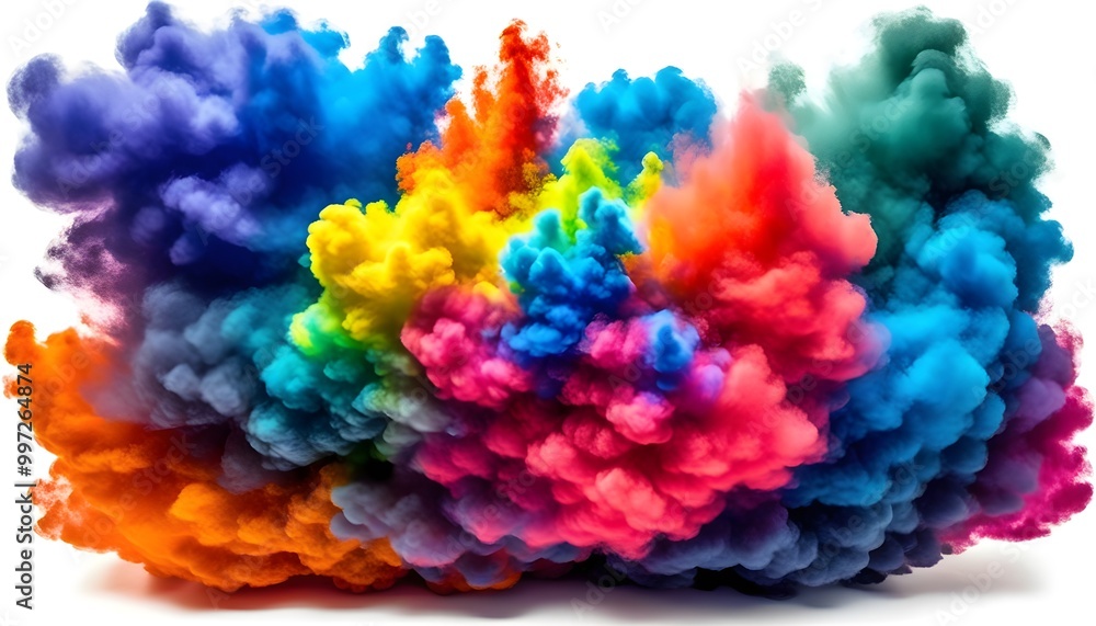 vibrant smoke cloud with rainbow hues on white vibrant smoke cloud with rainbow hues on white