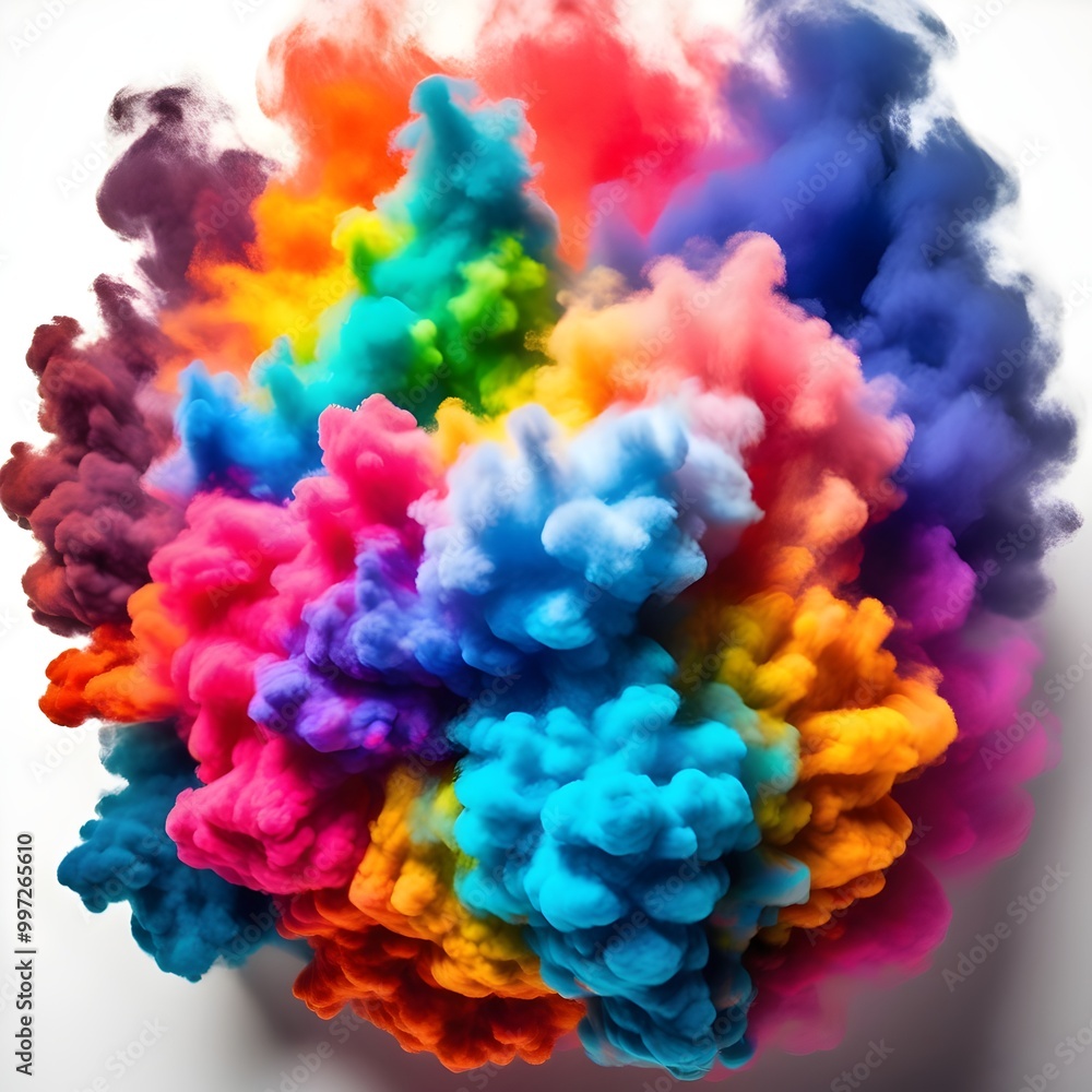 Obraz premium dynamic swirling rainbow smoke effect on white backdrop