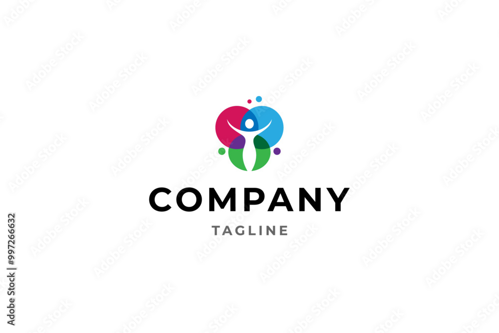women's health life logo with colorful bubble combination flat design women's health life logo with colorful bubble combination flat design