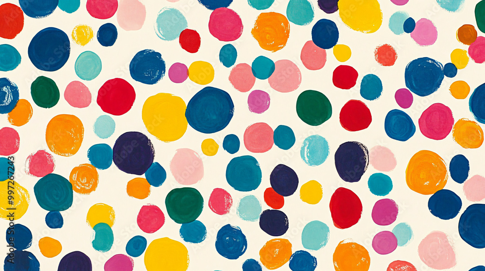 An illustration of a vibrant polka dot pattern with a playful arrangement of colors. An illustration of a vibrant polka dot pattern with a playful arrangement of colors.