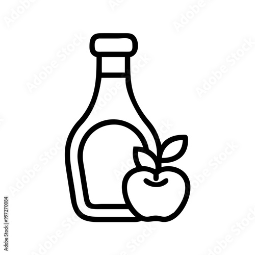  Apple Cider Vinegar Bottle with Apple Vector Illustration