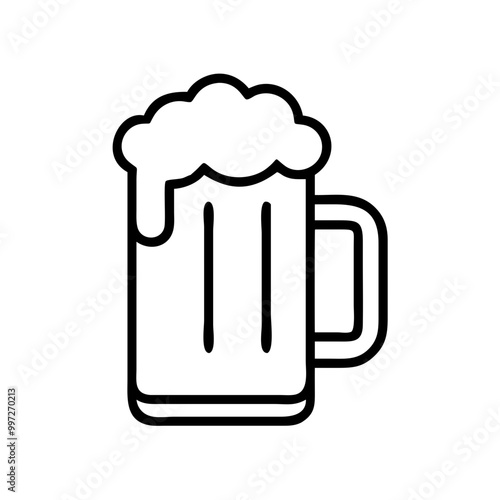  Beer Mug with Frothy Foam Vector for Bar and Brewery Design Concepts