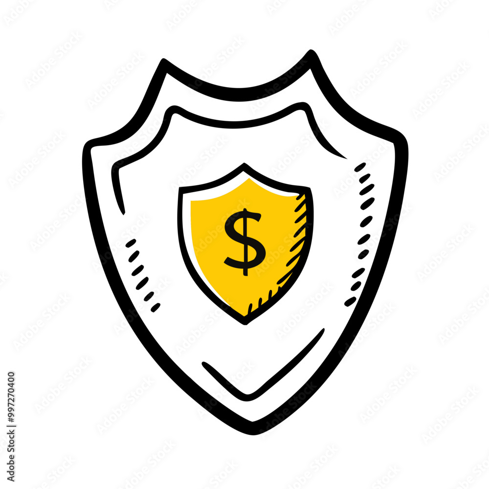 Financial Security Shield Vector with Dollar Symbol for Economic Protection Themes Financial Security Shield Vector with Dollar Symbol for Economic Protection Themes