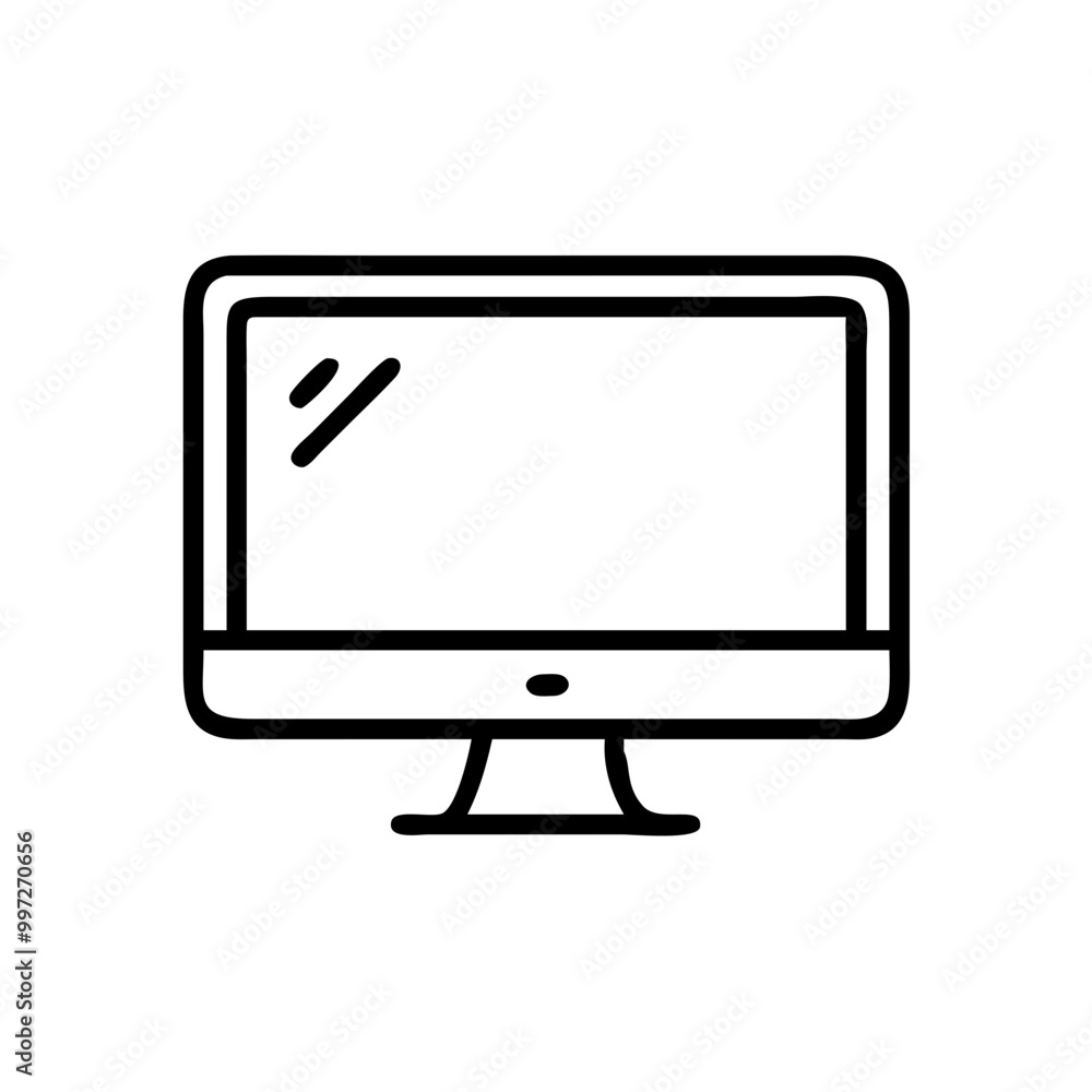 Vector Computer Monitor Modern Technology Outline Illustration Vector Computer Monitor Modern Technology Outline Illustration
