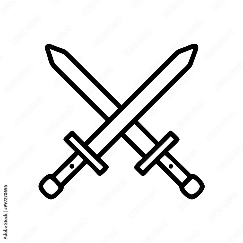 Crossed Swords Symbolizing Battle and Defense in Vector Illustration Crossed Swords Symbolizing Battle and Defense in Vector Illustration