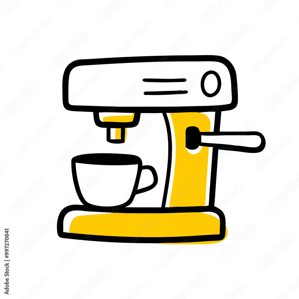 Vector Illustration of Modern Coffee Maker with Cup in Bold Graphic Style Vector Illustration of Modern Coffee Maker with Cup in Bold Graphic Style