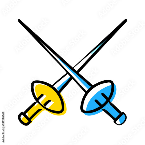  Crossed Fencing Swords Vector Colorful Duel Illustration for Sports and Recreation photo