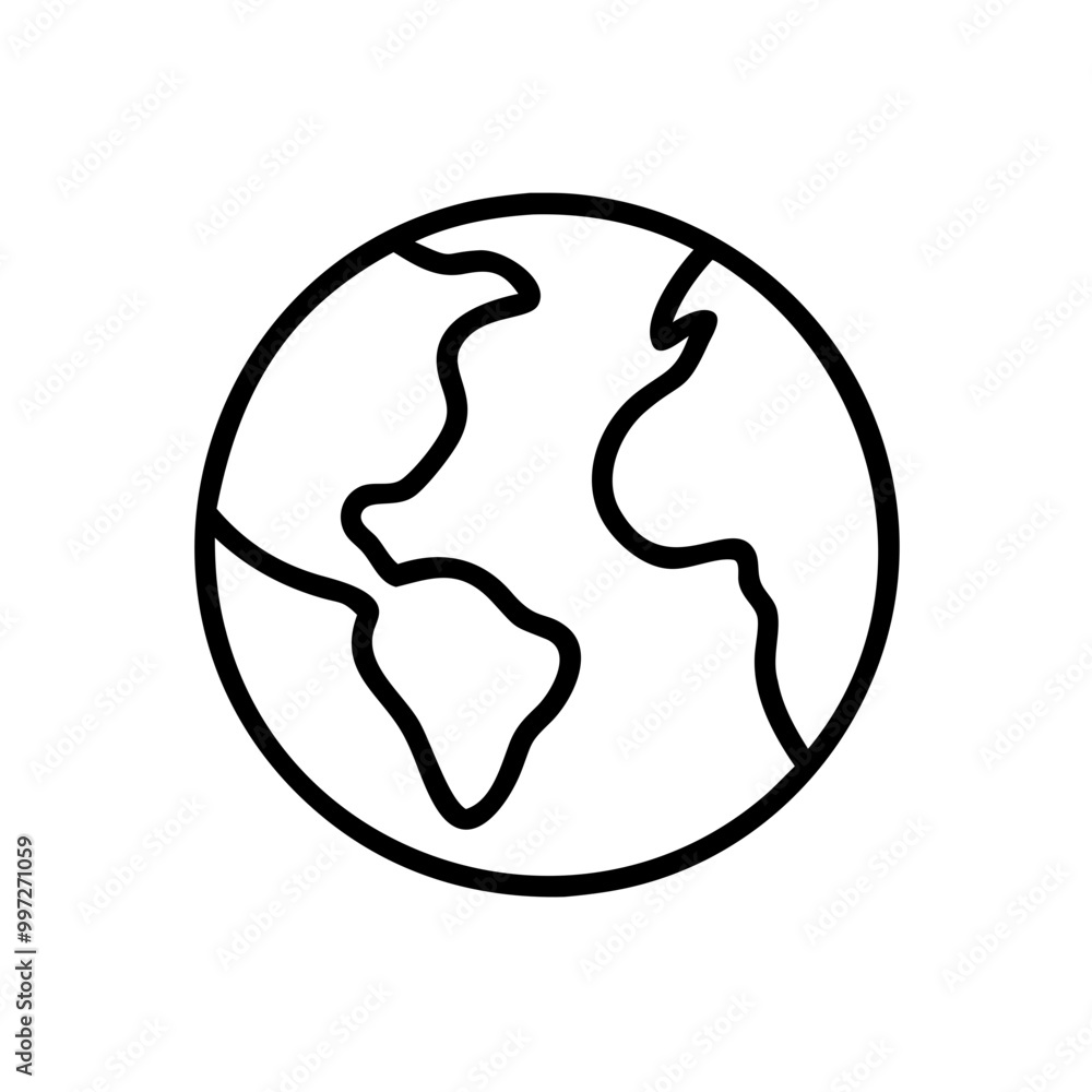 Vector Illustration of Simple Earth Globe Outline for Environmental Concepts Vector Illustration of Simple Earth Globe Outline for Environmental Concepts