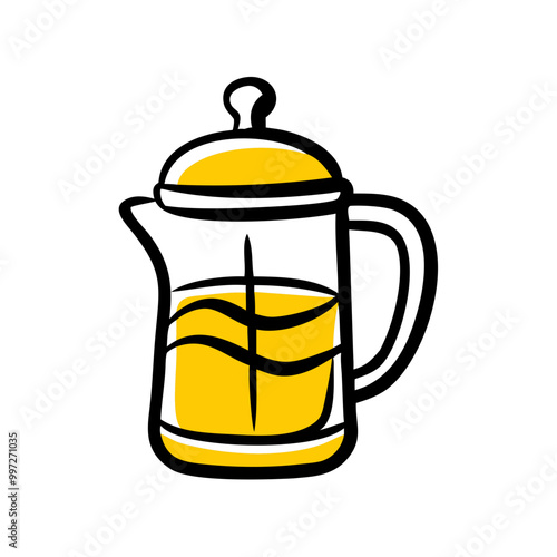  French Press Vector Illustration Coffee and Tea Maker Art