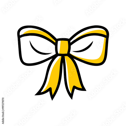  Yellow Decorative Ribbon Bow Vector for Gift Wrapping and Craft Design