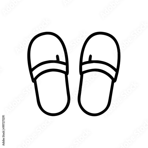  Simple Black Line Art Slippers Illustration for Casual Footwear Design