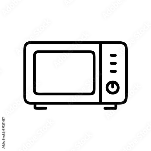  Vector Illustration of Microwave Oven Outline for Kitchen and Appliance Design