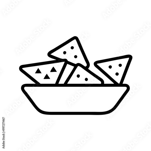  Vector Illustration Bowl of Nachos Snack with Tortilla Chips Design