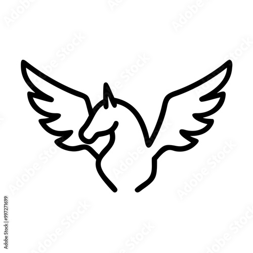  Pegasus Silhouette with Outstretched Wings Vector Illustration for Mythical Designs