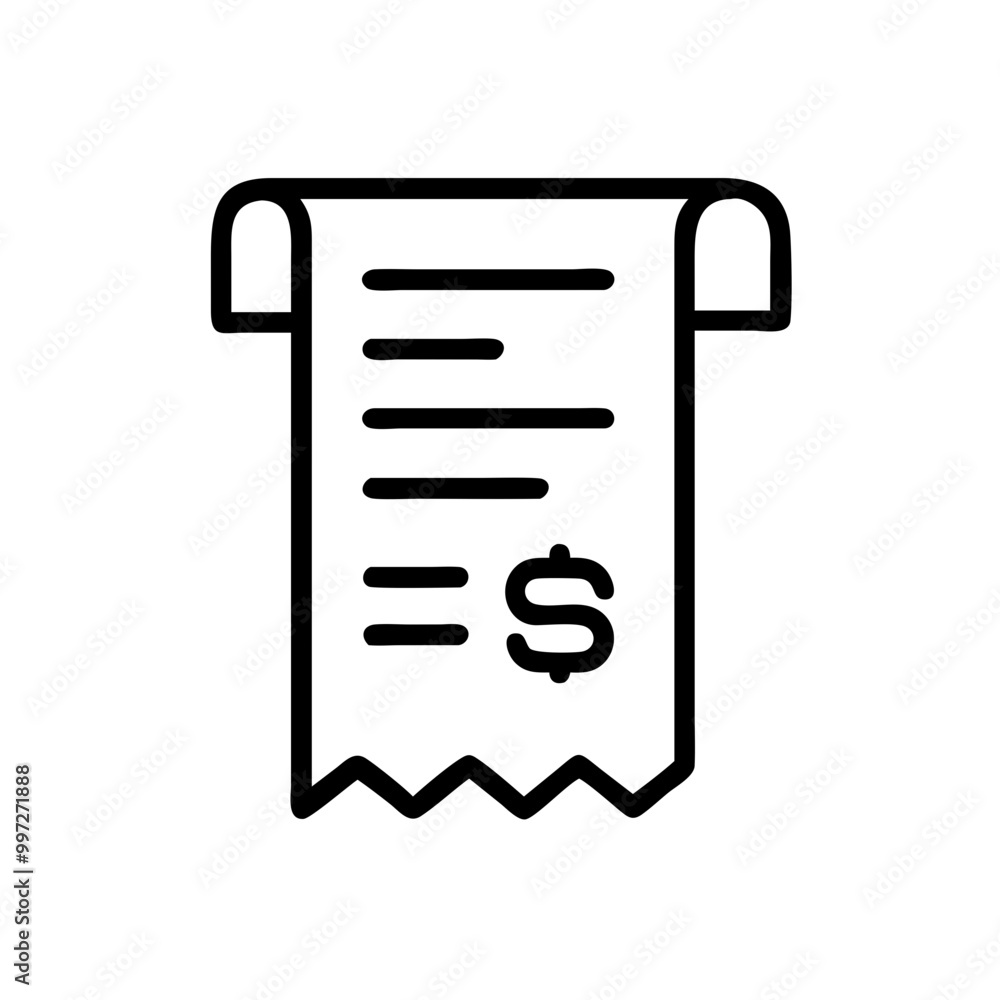 Vector of Receipt with Dollar Sign for Finance and Business Applications Vector of Receipt with Dollar Sign for Finance and Business Applications
