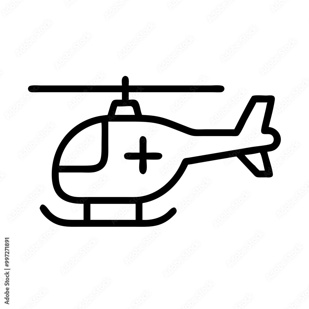  Minimalist Black Outline Helicopter Vector Illustration for Graphic Design Projects