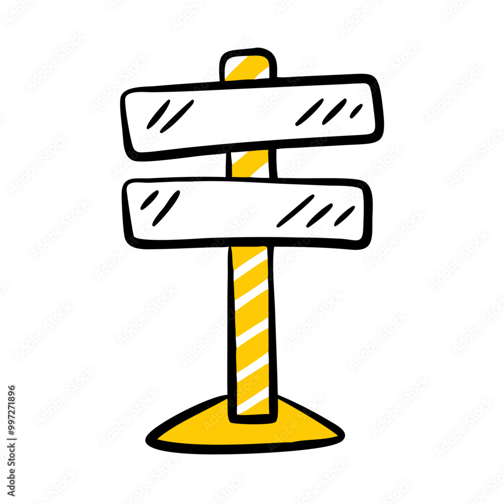 Hand-drawn Yellow Directional Signage Vector Symbol for Navigation or Travel Guide Hand-drawn Yellow Directional Signage Vector Symbol for Navigation or Travel Guide