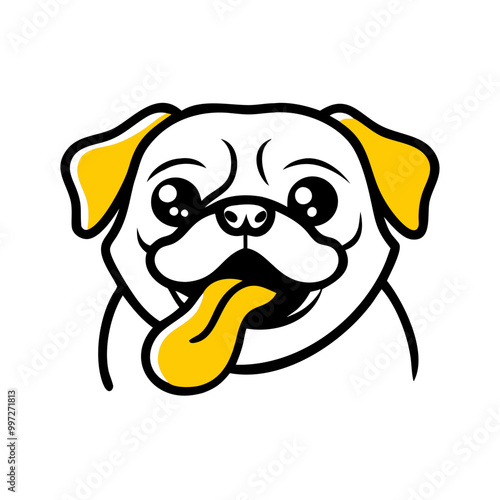  Cute Pug Dog Vector Illustration with Tongue Out Expressive and Playful Design