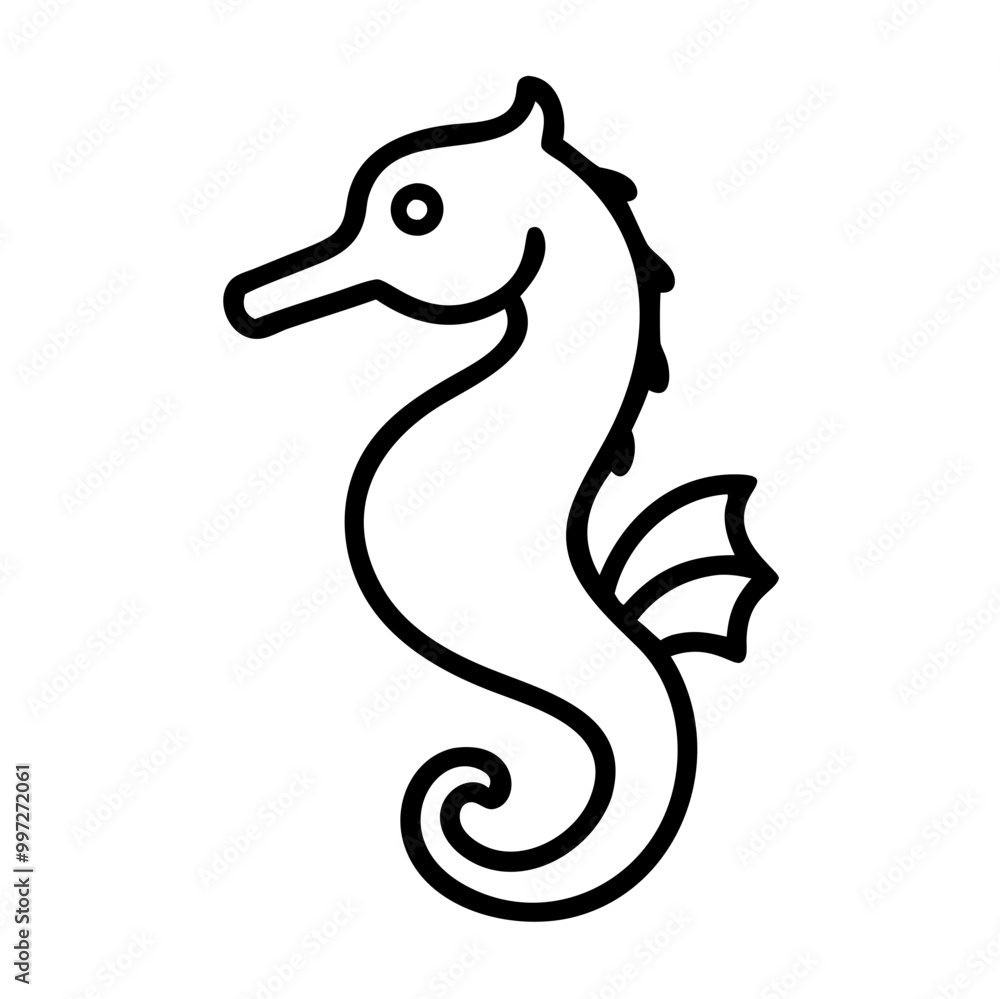 Fototapeta premium Seahorse Outline Minimalist Vector Illustration for Design and Decoration