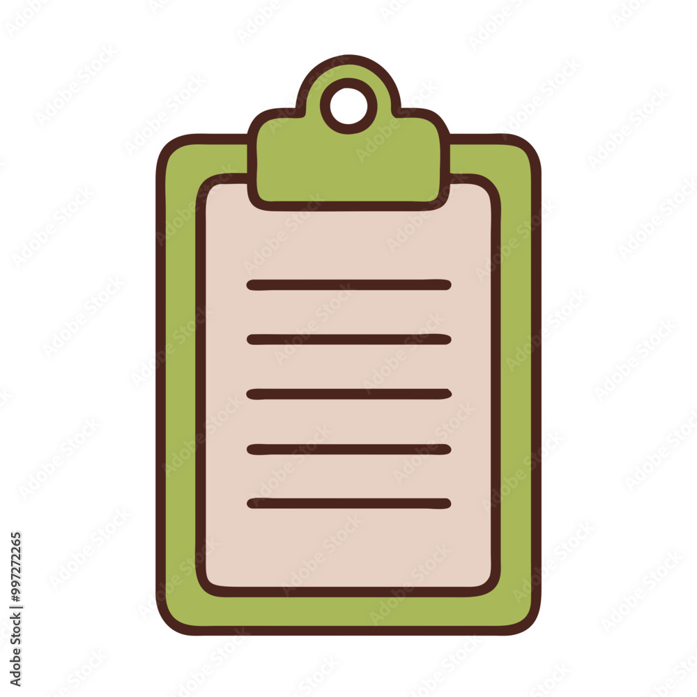Vector Illustration of a Simple Green Clipboard with Lined Paper Vector Illustration of a Simple Green Clipboard with Lined Paper