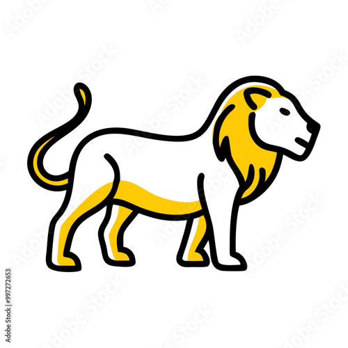  Stylized Lion Vector Illustration with Bold Yellow Mane Design photo