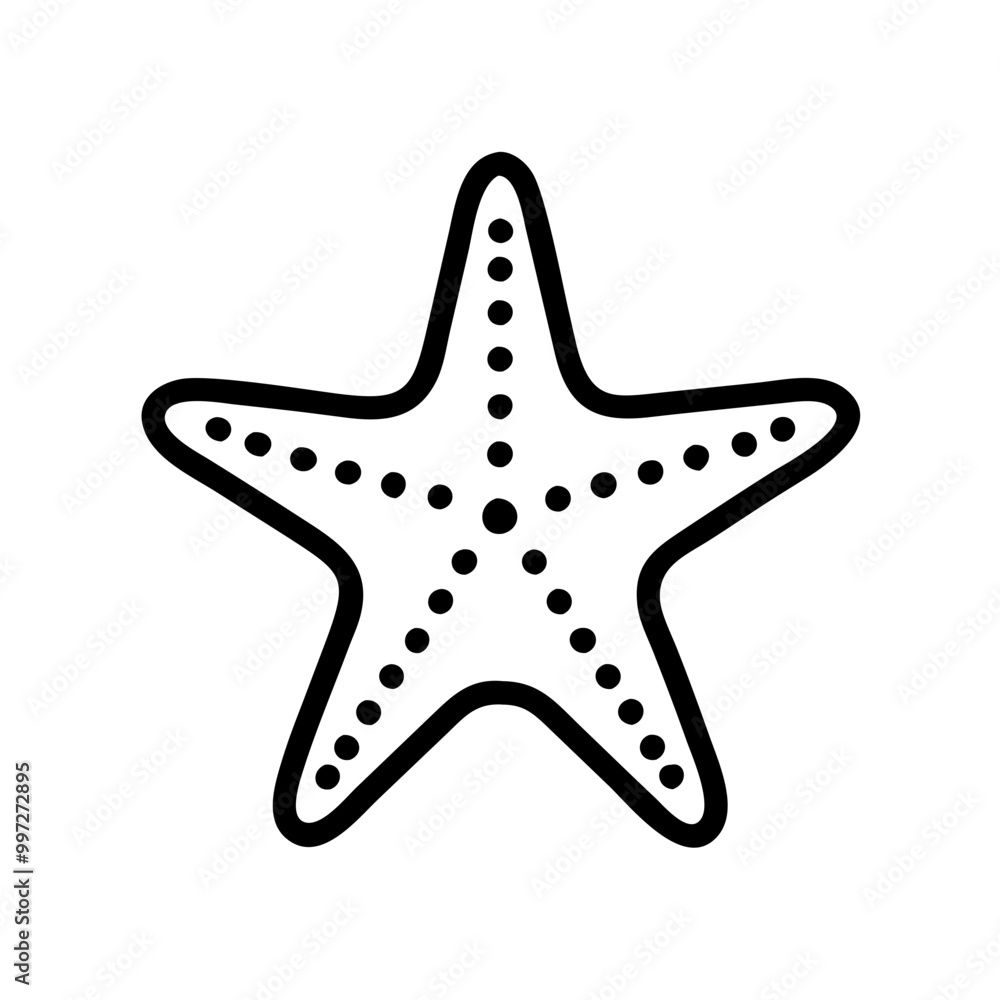 Minimalist Black Line Starfish Vector Illustration for Nautical Design Minimalist Black Line Starfish Vector Illustration for Nautical Design