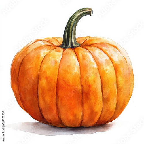 Watercolor pumpkin illustration isolated on white background, perfect for nursery art