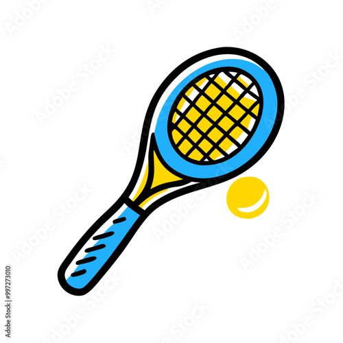  Colorful Tennis Racket and Ball Vector Illustration for Sports Design