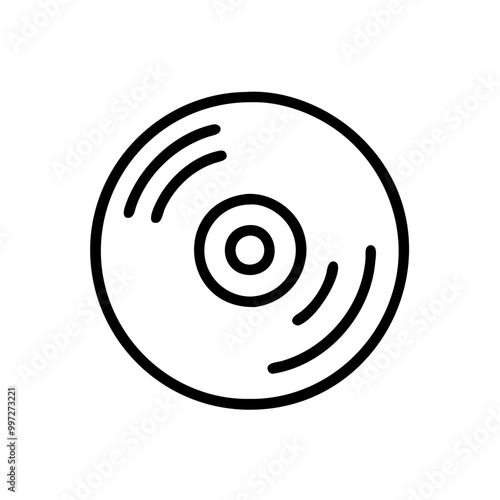  Vinyl Record Outline Simple Retro Music Symbol Vector Art