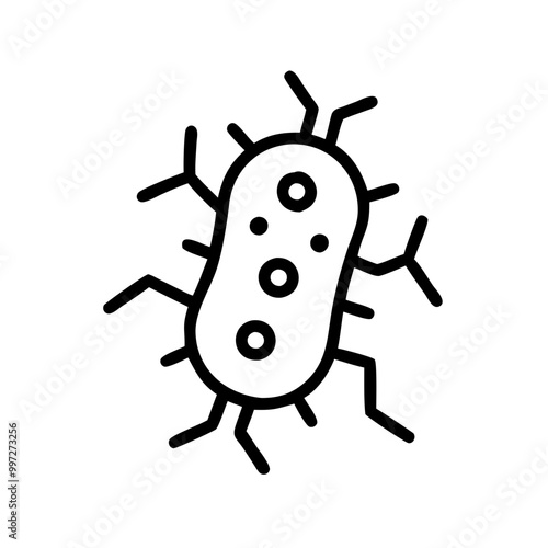  Vector Illustration of Bacteria Microbe with Simple Line Design for Science and Education