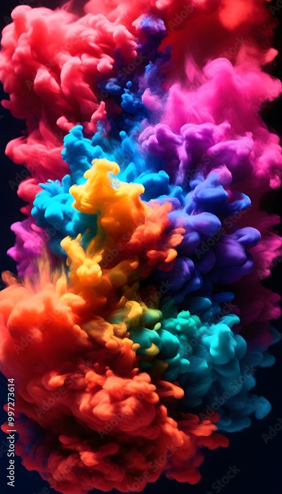 Obraz premium thermochromic pigments revealing their colors against darkness