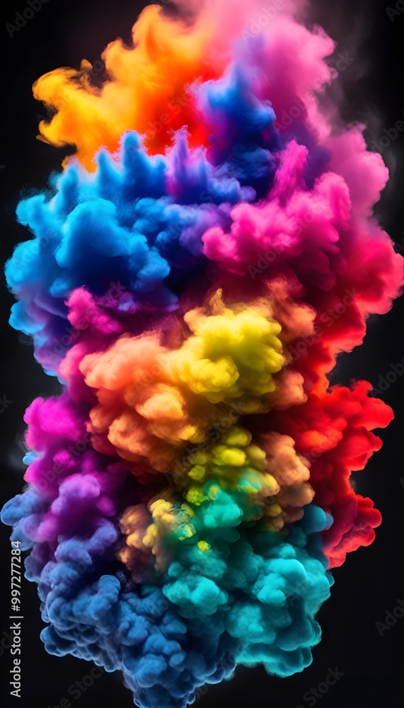 Fototapeta premium enchanting thermochromic cloud with colorful gradient on dark